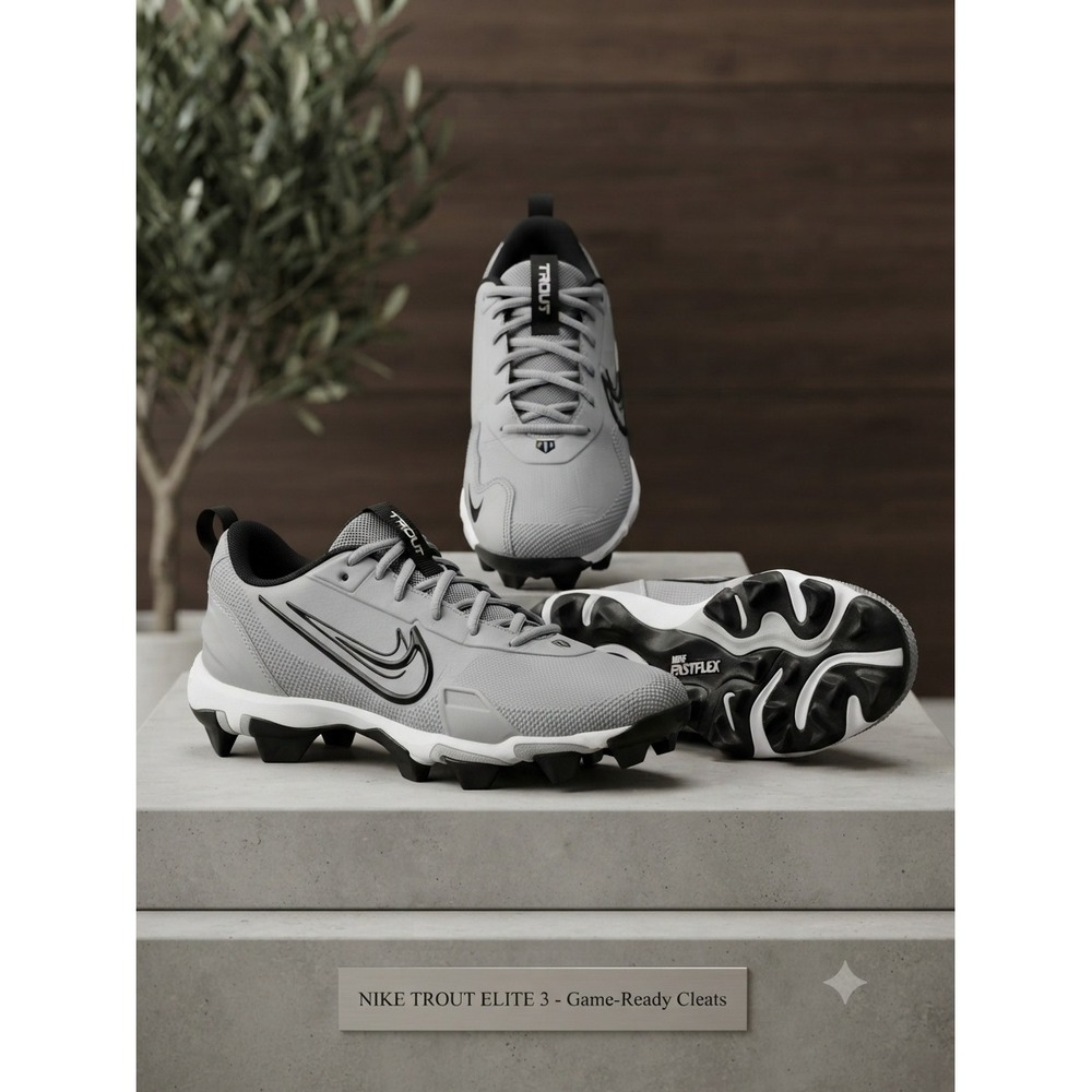 Nike Force Trout 9 Varsity Fastflex Baseball Cleats Grey Black FB9731-002 6Y